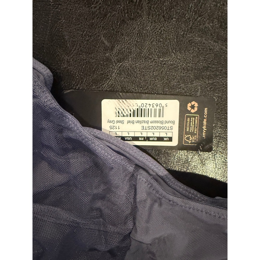 NWT Scantilly Curvy Kate Bound Blossom Steel Grey Bra 34H/Brazilian Brief L Set - Picture 3 of 4
